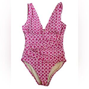 Garnet Hill Ruched Bathing Suit One Piece Swimsuit size 12. 1479